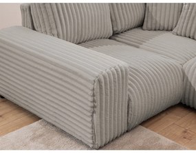 Светлосив ъглов диван от рипсено кадифе (ляв ъгъл/U форма) Justin – Ropez