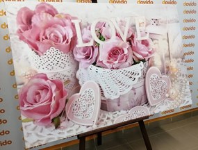 Картина на платно – Романтична декорация във винтидж стил