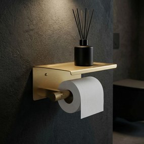 Държач за тоалетна хартия с рафт 39105A ORI Brush Gold