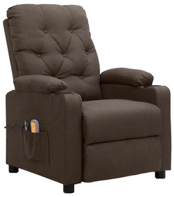 3098855 vidaXL Електрически масажен стол, кафяв, текстил