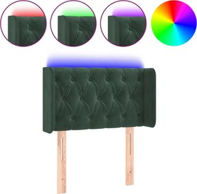 3123605 vidaXL LED горна табла за легло, тъмнозелена, 83x16x78/88 см, кадифе