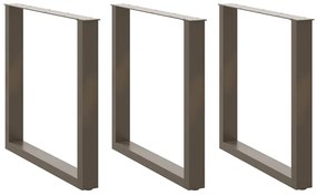 4013207 vidaXL Крака за трапезна маса, U-образни, 3 бр., естествена стомана, 80 x (72-73) см, стомана