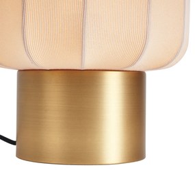 Japandi настолна лампа златиста с бежов абажур - Pluni