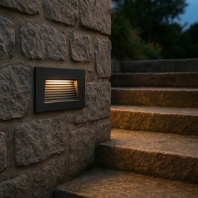 Модерна вградена стенна лампа черна 11.5cm с LED IP65 - Trem