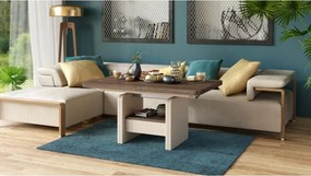 ЛЕКСУС Кафяв дъб/Бежов (Шампанско) - МОДЕРНА РАЗТЕГАТЕЛНА ХОЛНА МАСА С ПОВДИГАЩ МЕХАНИЗЪМ