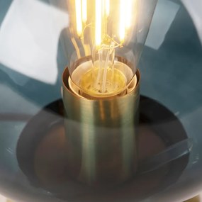 Маса лампа в стил Арт Деко месинг с океанско синьо стъкло - Pallon