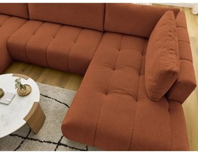 Сгъваем/с място за съхранение ъглов диван в тухлен цвят (десен ъгъл/U форма) Fuji – Bobochic Paris