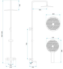 Душ система с Термостат Rea Lungo Diamond Gold