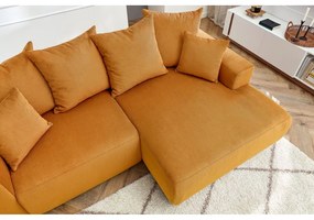 Кадифен ъглов диван в цвят жълта охра Enjoy – Bobochic Paris