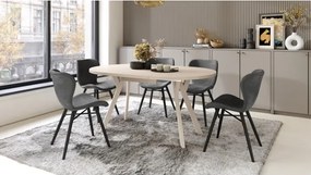 АЛМО Бежово/бежови крака - КРЪГЛА РАЗТЕГАТЕЛНА МАСА С Y-ОБРАЗНИ КРАКА В ЛОФТ/ИНДУСТРИАЛЕН СТИЛ ЗА ХОЛ ИЛИ ТРАПЕЗАРИЯ