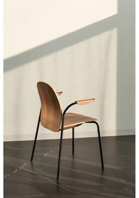 Трапезни столове в комплект с подлакътници/за подреждане 2 бр. от декор от орех в цвят кафяв коняк/в естествен цвят Book – Gazzda