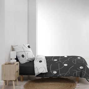 Бяло-тъмносиво единично спално бельо от микрофибър 140x200 cm Sonate – douceur d'intérieur