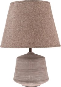 Настолна лампа с текстилен абажур в бежов и светлокафяв цвят (височина 33 cm) – Dakls
