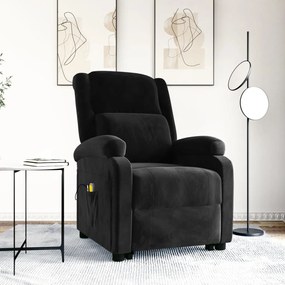 3124842 vidaXL Изправящ масажен стол, черен, кадифе