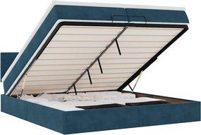 3312648 vidaXL Османска легло с матраци и LED, тъмносиньо, 200x200 см, кадифе
