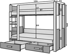 Двуетажно легло Continent-Leuko-Gkri-180 x 80