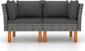 315758 vidaXL Ъглови дивани, 2 бр, полиратан и евкалиптово дърво масив