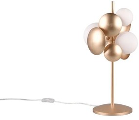 Настолна лампа със стъклен абажур в златисто и бяло (височина 50 cm) Bubble - Trio Select