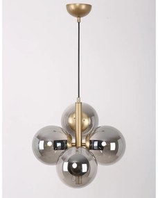 Висяща лампа със стъклен абажур в сиво-златисто ø 15 cm Forte - Squid Lighting