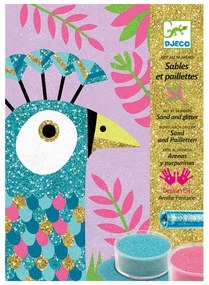Djeco - Комплект за рисуване с пясък и брокат Dazzling Birds