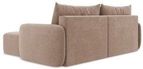 Светлокафяв разтегателен ъглов диван с място за съхранение (десен ъгъл) Kalena – Makamii