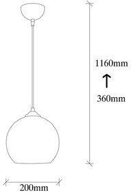 Висящо осветително тяло в цвят жълта охра и черно със стъклен абажур ø 20 cm Camini – Opviq lights