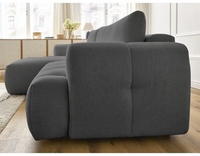 Тъмносив сгъваем/с място за съхранение ъглов диван (ляв ъгъл) Fuji – Bobochic Paris