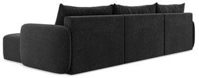 Черен разтегателен ъглов диван с място за съхранение Kalena – Makamii
