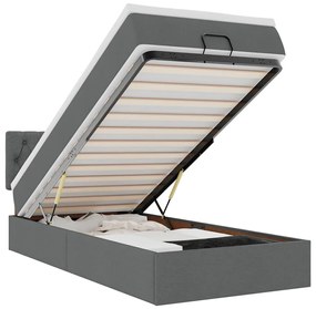 3311512 vidaXL Османска легло с матрак, тъмносиво, 90x200 см, плат