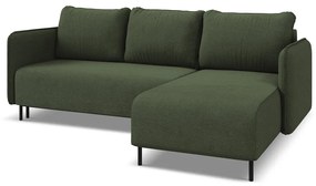 Зелен разтегателен ъглов диван с място за съхранение (десен ъгъл) Luana – Makamii