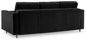 Разтегателен диван от черно кадифе Santo - Milo Casa