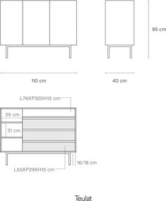 Бял нисък скрин от декор от дъб 110x85 cm Arista – Teulat