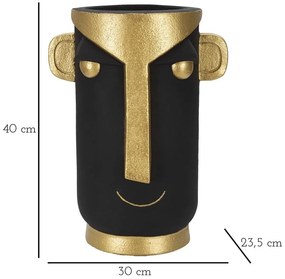 Висока ваза от полирезин в черно и златно 40 cm Tribal - Mauro Ferretti