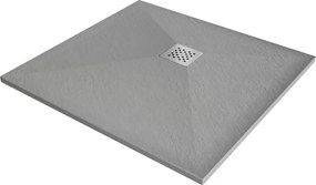 Mexen Stone+ квадратен композитен душ корито 90 x 90 см, сив бетон - 44619090