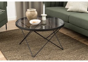 Черна масичка за кафе със стъклен плот ø 80 cm Cuxton - Actona