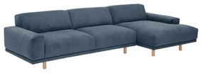 Ъглов диван от син велур , десен ъгъл Penelope - Max Winzer