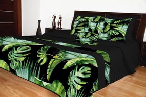 Черно модерно покривало за легло с цветен екзотичен мотив Ширина: 170 см | Дължина: 210 см