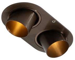 Кръгъл вграден прожектор тъмен бронз GU10 35mm накланящ се 2-светлинен - Installa