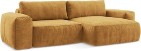 Шенилов сгъваем ъглов диван в цвят горчица (десен ъгъл) Kuki – Makamii