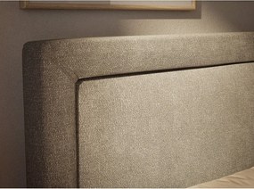 Сиво-бежово боксспринг легло 160x200 cm с място за съхранение Fresco – Maison de Rêve