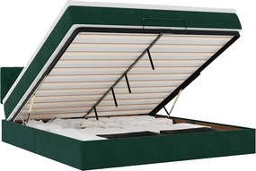3312707 vidaXL Османска легло с матрак и LED, тъмнозелено, 160x200 см, кадифе