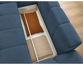 Тъмносин шенилов сгъваем/с място за съхранение ъглов диван (ляв ъгъл) Everest – Bobochic Paris