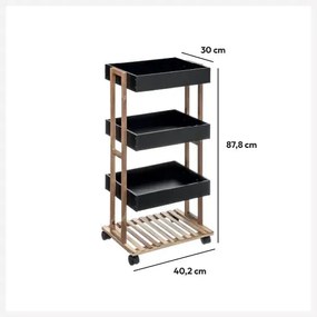 Етажерка на колела 5five Natureo, 4 нива - Черен