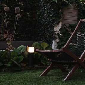 Стойка за външна лампа черна с опал бял абажур 30 см IP44 - Odense