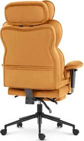HC-1037 Ергономичен офисен стол с подложка за крака – Hočice, жълт кадифен плат