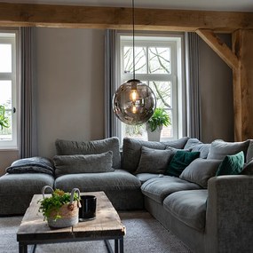 Висяща лампа в стил Арт Деко черна с опушено стъкло 30 см - Pallon