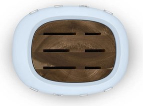 Комплект ножове със стойка SMEG KBSF02PB, 7 части, Слотове от акациево дърво, Немска неръждаема стомана, Пастелно син