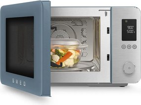 Комбинирана микровълнова фурна с горещ въздух SMEG Collezione MOC02SBMEU, 900W, 27 л, 25 програми, Плавно затваряне, Индивидуални настройки, Син