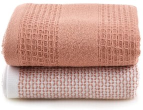 Вафлени кърпи в комплект от 2 бр. в цвят сьомга 40x60 cm Betty – Foutastic