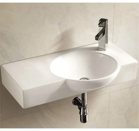 Мивка за баня ICC 7513, Inter Ceramic, стенен монтаж, с отвор за смесител, порцелан, бял, 75x45x13см